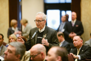 John O’Hara, AARP, asks the Panelists a question concerning medicare / Rupert Whiteley
