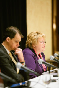 Panelists Christopher Koller, RI Health Insurance Commissioner and Christine Ferguson, Executive Director of the RI Health Benefits Exchange / Rupert Whiteley