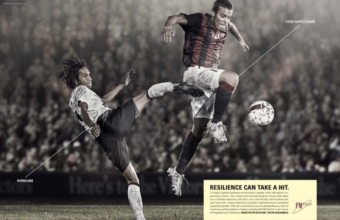 IMAGE COURTESY FM GLOBAL
GETTING BACK UP: FM Global’s first global marketing campaign is using sports images to personify the meaning of resilience and give examples of overcoming obstacles and challenges.