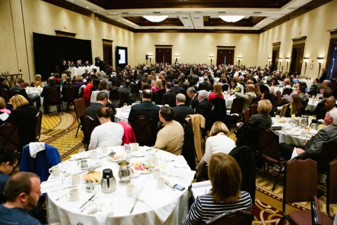 TALKING POINTS: More than 450 people attended the PBN-sponsored Health Care Summit at the Crowne Plaza Providence-Warwick last month. / PBN PHOTO/RUPERT WHITELEY