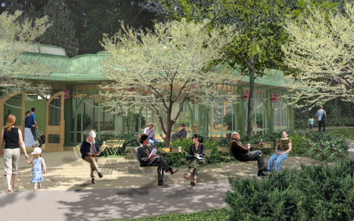 THE PROPOSED WELCOME CENTER on the grounds of The Breakers in Newport is designed to recall conservatories of the Gilded Age, yet will remain largely hidden from view from the street and from the mansion by existing and additional plantings that are part of the plan. / COURTESY PRESERVATION SOCIETY OF NEWPORT COUNTY AND EPSTEIN JOSLIN ARCHITECTS THE PROPOSED WELCOME CENTER on the grounds of The Breakers in Newport is designed to recall conservatories of the Gilded Age, yet will remain largely hidden from view from the street and from the mansion by existing and additional plantings that are part of the plan. / COURTESY PRESERVATION SOCIETY OF NEWPORT COUNTY AND EPSTEIN JOSLIN ARCHITECTS