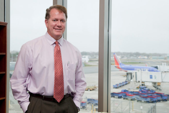READY TO BOARD: Kelly J. Fredericks, new president and CEO of the R.I. Airport Corporation, is a western Pennsylvania native and airport-management veteran. He thinks T.F. Green can again reach a goal of 5 million passengers. / PBN PHOTO/NATALJA KENT