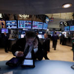U.S. stocks decline after record highs amid retail sales data STOCKS FELL EARLY MONDAY, despite good news on U.S. retail spending in April, in contrast to last week, which saw the domestic stock market hit new highs. Here, a trader works on the floor of the New York Stock Exchange in New York on May 10. / BLOOMBERG NEWS FILE PHOTO/JIM LEE