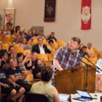 Unions oppose Gist rehiring SPEAKING UP: Sen. James Sheehan, D-Narragansett, speaks at a May 20 meeting of two teacher unions to discuss Commissioner of Education Deborah Gist’s future. / PBN PHOTO/TRACY JENKINS