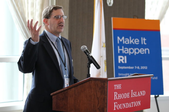 FOUR NEW PROJECTS have received a total of $172,000 from the Rhode Island Foundation's Make It Happen RI initiative. Above: Rhode Island Foundation President and  CEO Neil D. Steinberg speaks at Make it Happen RI in September. / COURTESY THE R.I. FOUNDATION