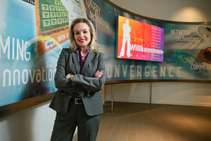 TO THE POINT: GTECH Senior Director of Corporate Communications Angela Geryak Wiczek delivers the company’s messages clearly, a habit she learned from years as a journalist. / PBN PHOTO/RUPERT WHITELEY