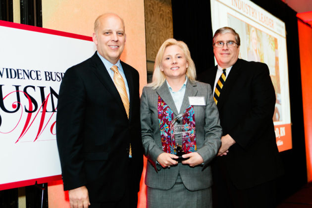 PBN Publisher Roger Bergenheim, Honoree Cathy Duquette, Lifespan, and BankRI&rsquo;s Mark Meiklejohn / Rupert Whiteley
