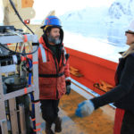 DOWN SOUTH: A URI team worked in collaboration with six scientists from the University of Massachusetts Boston on a cruise of Antarctica to study krill. Pictured above are Jeremy Lucke and Jullie Jackson. / COURTESY CHRISTOPHER ROMAN