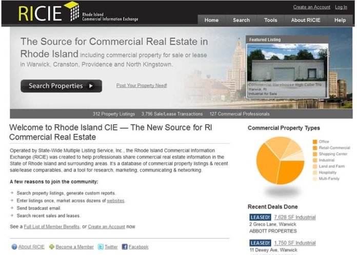 ON THE LIST: A screenshot of the Rhode Island Commercial Information Exchange, or RICIE. The website went live in June. / COURTESY RICIE