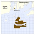 IN DEEP: A map of the lease areas that Deepwater Wind won through a federal auction, which are colored in brown. / COURTESY BUREAU OF  OCEAN ENERGY MANAGEMENT