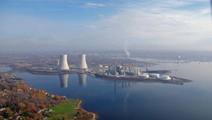 THE BRAYTON POINT POWER PLANT, pictured above, is one of the largest global warming polluters in the Rhode Island area, according to an Environment Rhode Island report released Friday. / COURTESY DOMINION RESOURCES INC.
