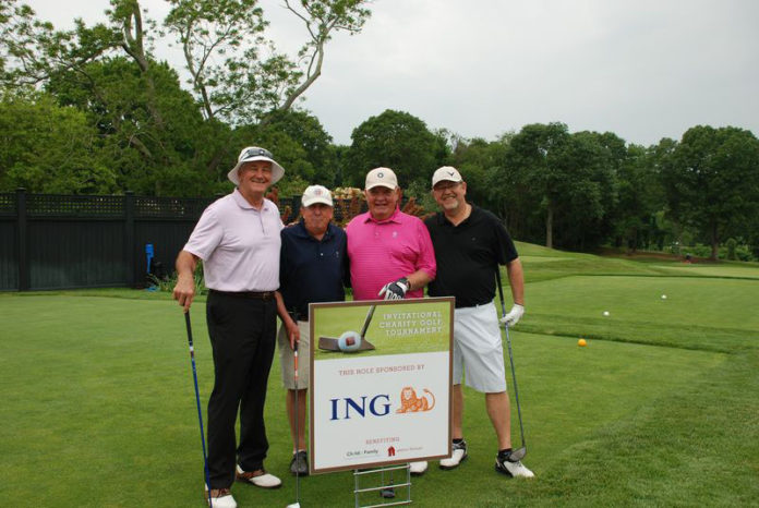 A RECENT gathering of financial-service professionals raised $60,000 for two local nonprofits. From left: Butch Britton, ING; Peter DiBari, Child & Family; David B. Lea Jr., Brokers’ Service Marketing Group; and Demetrious Kriticos, Café Nuovo; at BSMG’s annual charity golf event.