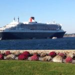 CRUISING ALONG: The Queen Mary 2, pictured off Goat Island in October 2012, is back in Newport through the end of October. / COURTESY DISCOVER NEWPORT