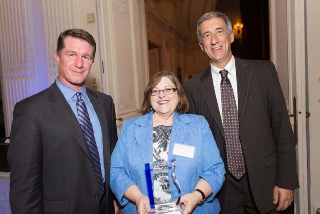 David Bussius, CBIZ Tofias, with Dr. Elena Goldstein and Paul Larrat, URI College of Pharmacy CPD “Living Rite” / Rupert Whiteley