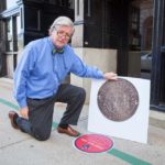 FOLLOW THE LEAD: Bob Burke, founder of the Independence Trail in Providence, is launching a $50,000 fundraising campaign for new bronze emblems that he hopes to complete by the end of the year. / PBN PHOTO/TRACY JENKINS