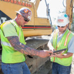 Technology is speeding up site work DIGITAL BUILDING: Gilbane Construction Co. foreman Don Welshman, left, and superintendent Adam Bernier use a tablet device on a work site. Gilbane is among the firms utilizing new software. / PBN PHOTO/TRACY JENKINS