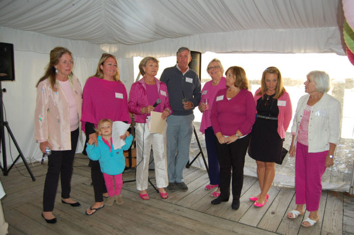 THE BRISOL BLOOMS beautification project kicked off in March 2013. The committee, from left: Nancy Stratton, Susan O’Donnell (with Summer), Jackie Cranwell, Stan Dimock, Susan Maloney, Martha Fitting, Melinda Birs and Barbara McGarry