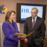 CHAIN OF COMMAND: Fellowship Health Resources President and CEO Debra M. Paul with Director of Special Projects Joseph F. Dziobek, who she succeeded. / PBN PHOTO/TRACY JENKINS
