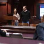 RWU clinic advising on economic development LETTER OF THE LAW: Roger Williams University law students Zoe Zhang and Steve Sokolov present a run-through of issues for small businesses in front of other students and professor Gowri J. Krishna. / PBN PHOTO/RUPERT WHITELEY