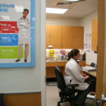 Is time right for MinuteClinic in Rhode Island? IN A MINUTE: Nurse practitioner Corissa Pond enters patient data inside her Minute Clinic in a Seekonk CVS/pharmacy. MinuteClinic has filed a new application with R.I. seeking to open seven clinics. / PBN PHOTO/MICHAEL PERSSON