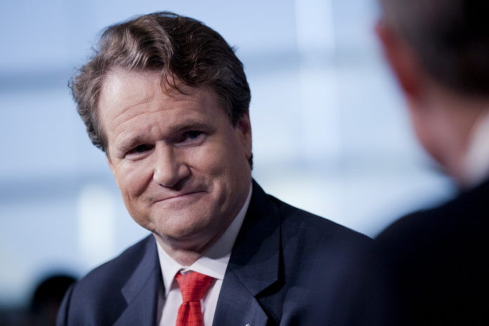 BANK OF AMERICA CORP. CEO BRIAN T. MOYNIHAN says that the bank's trading operations helped boost profits in the fourth quarter and that that has been the case through a number of quarters. / BLOOMBERG FILE PHOTO/ANDREW HARRER