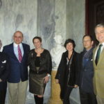 Preservation Society acquires Vanderbilt busts for Breakers SHARING THE BILLIARDS ROOM at The Breakers with a bust of Commodore Cornelius Vanderbilt are the donors who helped the Preservation Society of Newport County purchase the sculpture and another bust of his grandson for permanent display at the mansion. From left, Eugene B. Roberts Jr., Nicholas and Shelly Schorsch, Elizabeth and William Kahane, and Preservation Society Board Chairman Donald O. Ross. / COURTESY PRESERVATION SOCIETY OF NEWPORT COUNTY
