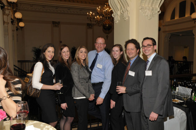Barton Gilman&rsquo;s Jenna Pingitore, Angela Carr, Sara Sweeney, Paul Boynton, Kristen Whittle and Robert Shindell with Gencorp Insurance&rsquo;s Chad Bjorklund / Skorsky Photography