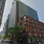THE PYRAMID-SHAPED tower at 100 Westminster St. and the five-story red brick building adjacent to it at 30 Kennedy Plaza are two of the properties purchased by Paolino Properties, along with the Weybosset Street Metropark lot at 110 Westminster. / COURTESY GOOGLE MAPS
