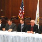 Pawtucket small biz<br>
gets counseling resource AT THE signing ceremony for the co-sponsorship agreement at Pawtucket City Hall on Feb. 3 are, left to right, SBA Rhode Island District Director Mark S. Hayward, SBA New England Regional Administrator Seth A. Goodall, Pawtucket Mayor Donald R. Grebien, Pawtucket Foundation Executive Director Aaron Hertzberg, President and CEO of the Northern Rhode Island Chamber of Commerce John C. Gregory, Senior Vice President of TD Bank Frank Casale, Chair of the Joseph G.E. Knight SCORE Chapter George Hemond and Center for Women & Enterprise Program Manager Carmen Diaz-Jusino. / COURTESY SBA/NORMAND T. DERAGON