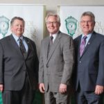 AT THE ANNUAL MEETING of Beacon Bancorp, parent of Bristol County Savings Bank, on March 11 are, left to right, Dennis M. Cody, chairman of Bristol County Savings Bank; newly elected Beacon Bancorp trustee Joseph J. Nauman, executive vice president for the Acushnet Company; and Patrick J. Murray Jr., president and CEO of BCSB. / COURTESY BOB BARTLETT