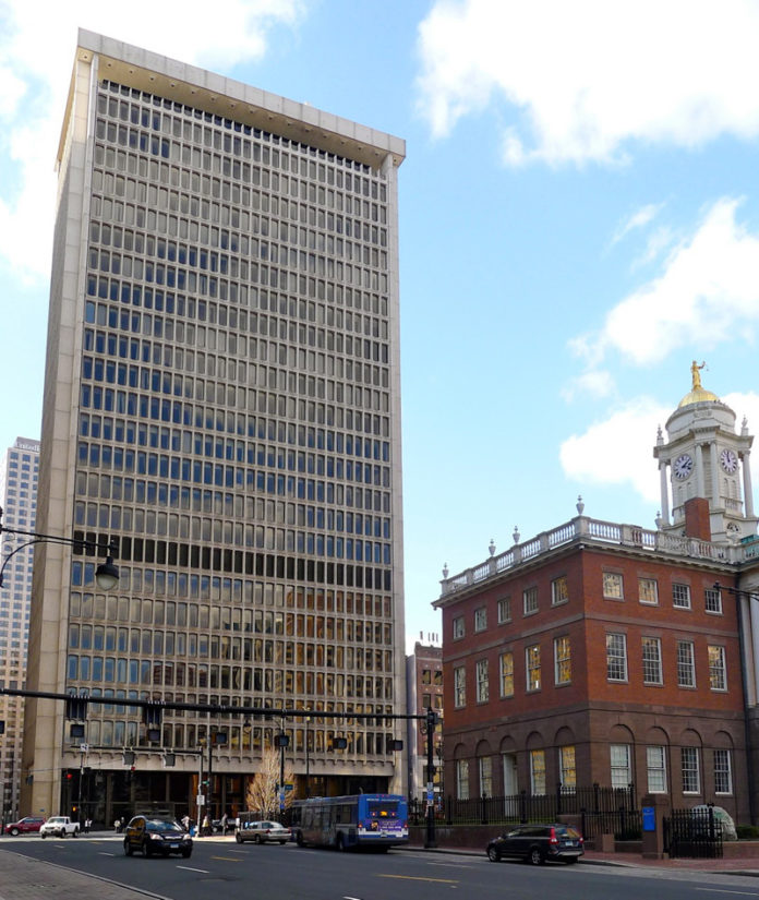 RISING ABOVE: A developer has begun construction on a $78.1 million renovation of Hartford’s former Bank of America building, after securing a public-sector financing package. / COURTESY BECKER AND BECKER