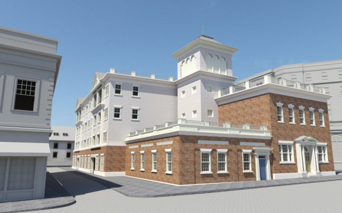 STAY A WHILE: The principals of Northeast Collaborative Architects want to expand and convert their historic office building into an extended-stay hotel called Exchange Hotel. / COURTESY NORTHEAST COLLABORATIVE