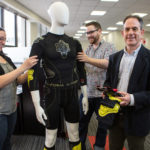 Make it new, make it fast, make it work superbly PROTECTING INNOVATION: G-Form Executive Chairman Danny Warshay, right, and his team, including Stephanie Thorn, director of product design, and Alex Seagrave, operations manager, are always looking for new uses of the company’s groundbreaking, protective technology. / PBN PHOTO/RUPERT WHITELEY
