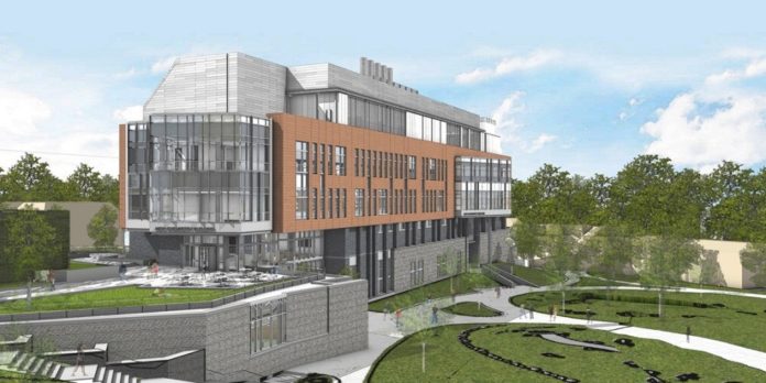 THE UNIVERSITY OF RHODE ISLAND will hold a groundbreaking ceremony on Monday, May 5, to mark the beginning of early construction on its $68 million Center for Chemical and Forensic Sciences. Above, a rendering of the new building. / COURTESY UNIVERSITY OF RHODE ISLAND