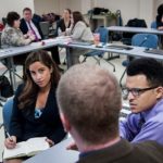 Would-be principals get prepared for resistance TAKING THE LEAD: Aspiring school principals learn how to manage resistance at an Academy for Transformative Leadership class offered by the R.I. Department of Education. Above, from left: Yanaiza Gallant, who is training at Burrilville Middle School; Danny Smith, who is at Central Falls High School; and Jonathan Santos Silva, who is at Blackstone Valley Prep. / PBN PHOTO/MICHAEL SALERNO