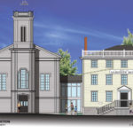 RICH HISTORY: A rendering of a $2 million addition for a fishing museum connecting the Seaman&rsquo;s Bethel, left, and the Mariner&rsquo;s Home, is proposed in New Bedford. / COURTESY JM BOOTH & ASSOCIATES