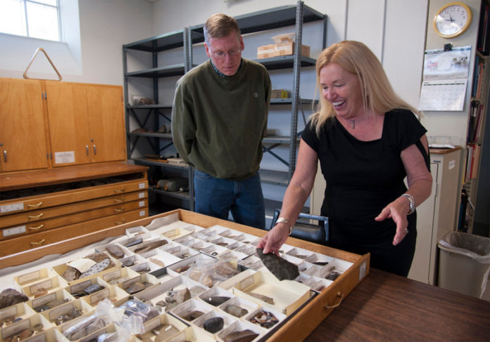 FRIEND INDEED: Deborah Cox founded the nonprofit PAL – short for Public Archaeology Laboratory – in 1982 with four others. Currently its president, Cox is pictured above with Stephen Olausen, executive director at PAL. / PBN PHOTO/MICHAEL SALERNO