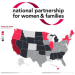 RHODE ISLAND'S SCORE of "B" in the National Partnership for Women & Family studies on policies protecting working parents earned it a spot among the top states in the country. California scored the highest, with an "A-," while 17 states earned an "F." / COURTESY NATIONAL PARTNERSHIP FOR WOMEN & FAMILIES