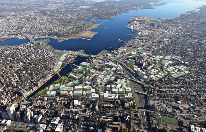 THE COMMISSION OVERSEEING the redevelopment of the former Interstate 195 land in Providence (shown is a conceptual rendering of what the land might look like after being fully built-out) heard from two more developers with plans for the land Monday, and acknowledged moving toward completion of deals with two other developers. / COURTESY CITY OF PROVIDENCE