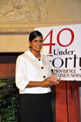 Lifespan&rsquo;s Chief Medical Officer Latha Sivaprasad, MD accepts her award  / Skorski Photography