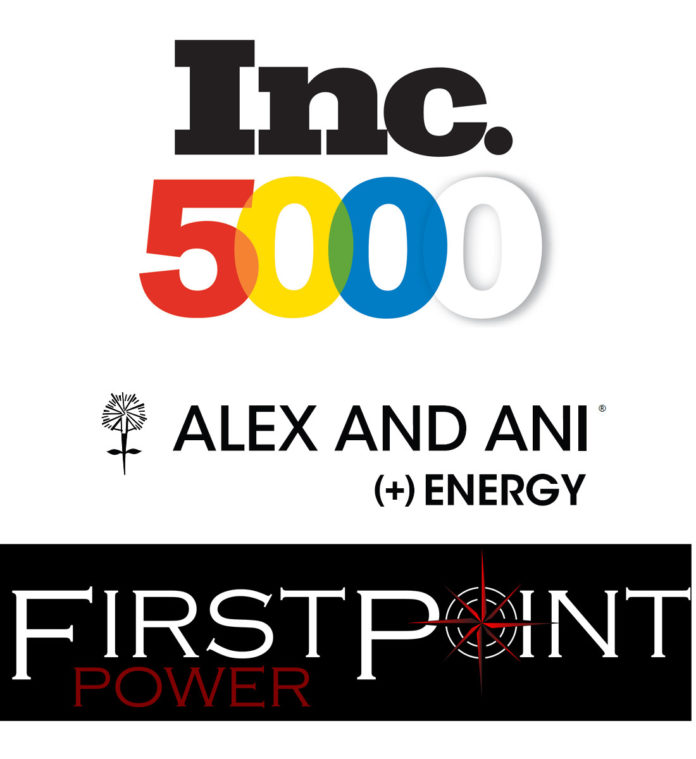 ALEX AND ANI and First Point Power were the only two Rhode Island companies to crack the top 100 on Inc. magazine's annual list of the 5,000 fastest-growing companies in the country.