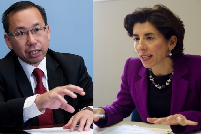 REPUBLICAN ALLAN FUNG and Democrat Gina A. Raimondo won their parties' respective nominations for governor in Tuesday's primary and will meet in November to decide who will be Rhode Island's next governor. / PBN FILE PHOTOS/JAIME LOWE AND MICHAEL SALERNO