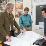 BUILDING SOMETHING: A4 Architecture is a full-service firm whose projects range from renovations to Newport mansions, residential projects and commercial redesigns. Pictured above, from left, are: Managing Director Ross Cann and architectural designers Daniel L’Esperance and Martin Wimberly. / PBN PHOTO/RUPERT WHITELEY
