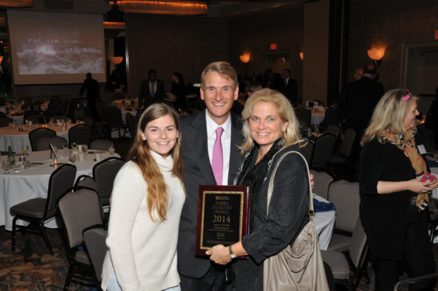 Corporate Citizen Honoree Oliver Bennett, Bank of America, with daughter Alice and wife, Martha / Skorski Photography