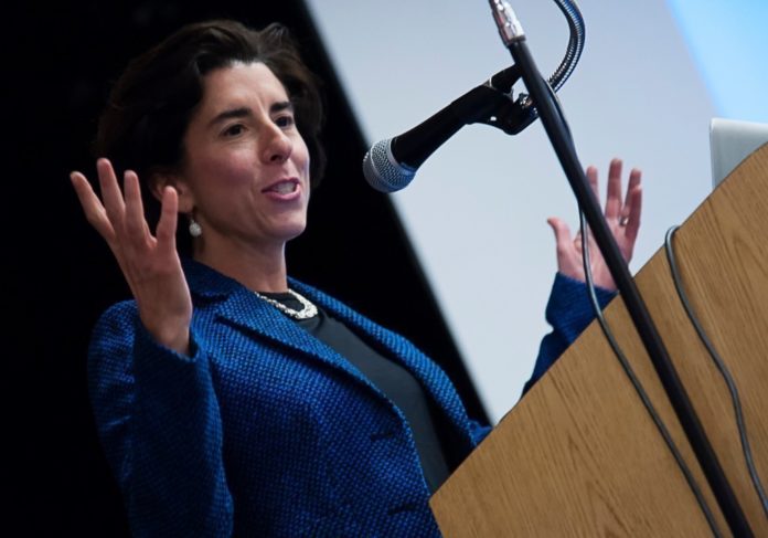 GOV GINA M. RAIMONDO has announced the names and titles of the individuals who will work in her office. Photo was taken at her December Jobs Summit, at which she solicited ideas from the business community for helping the state's economy.  / PBN FILE PHOTO/MICHAEL SALERNO