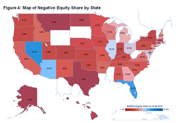 RHODE ISLAND AGAIN ranked among the top five states in the fourth quarter for having the highest percentage of mortgaged properties in negative equity. / COURTESY CORELOGIC