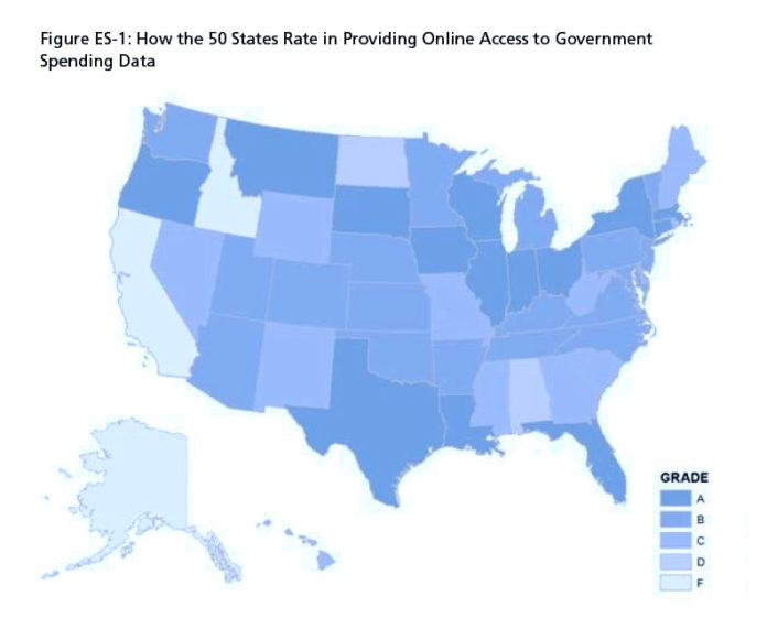 RHODE ISLAND RECEIVED a grade of C+ regarding its online spending transparency, according to the Rhode Island Public Interest Research Group Education Fund. / COURTESY