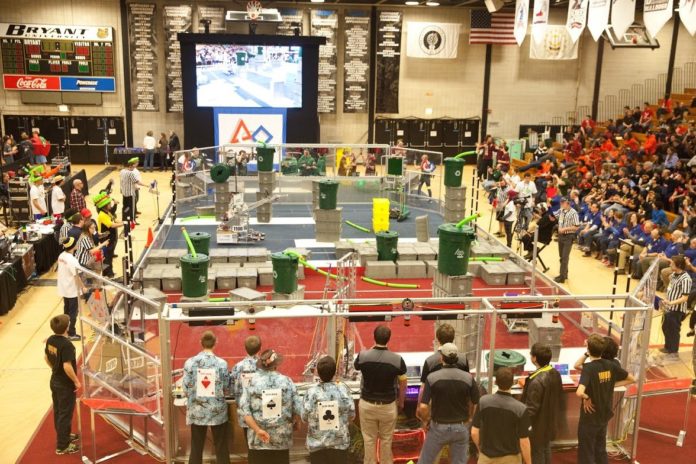THE FIRST Robotics Competition Rhode Island District Event held at Bryant University in Smithfield / COURTESY JOHN EDWARD CORBETT