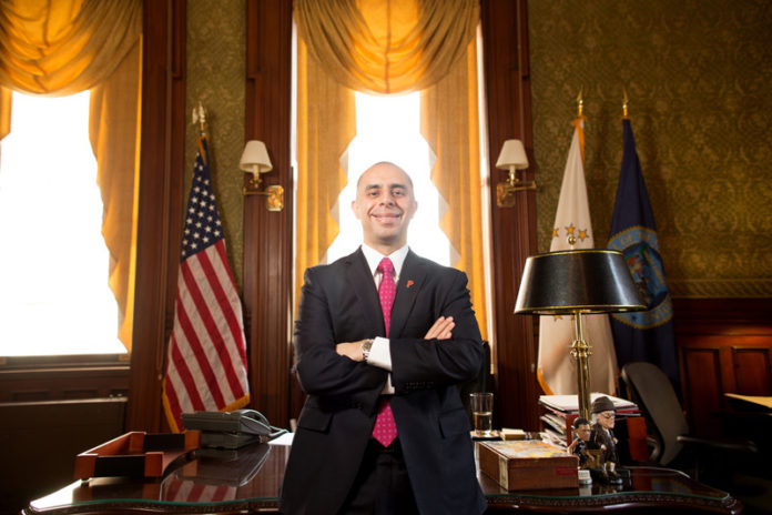 DIGGING IN: Providence Mayor Jorge O. Elorza, on the job since January, described his leadership style as 