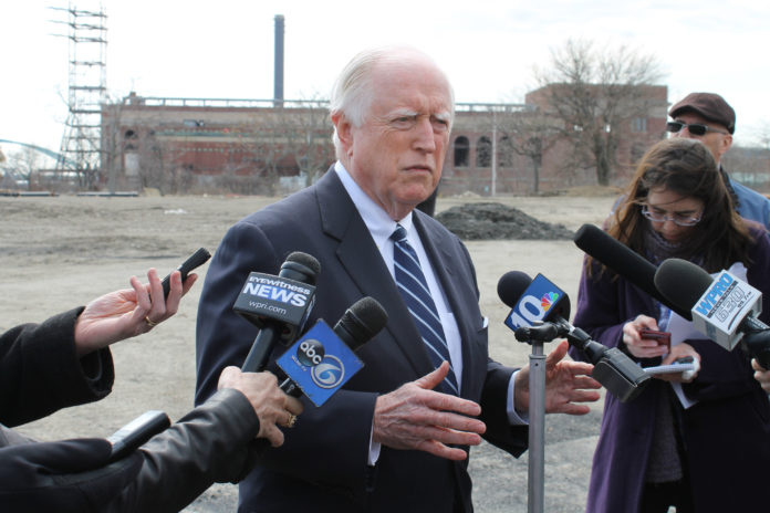 ATTORNEY JAMES J. Skeffington, the new team president of the Pawtucket Red Sox, died Sunday, his spokeswoman confirmed. Skeffington is seen in this file photo from April telling reporters about the plan to move the AAA baseball team to Providence. 

 / PBN FILE PHOTO/MARY MACDONALD